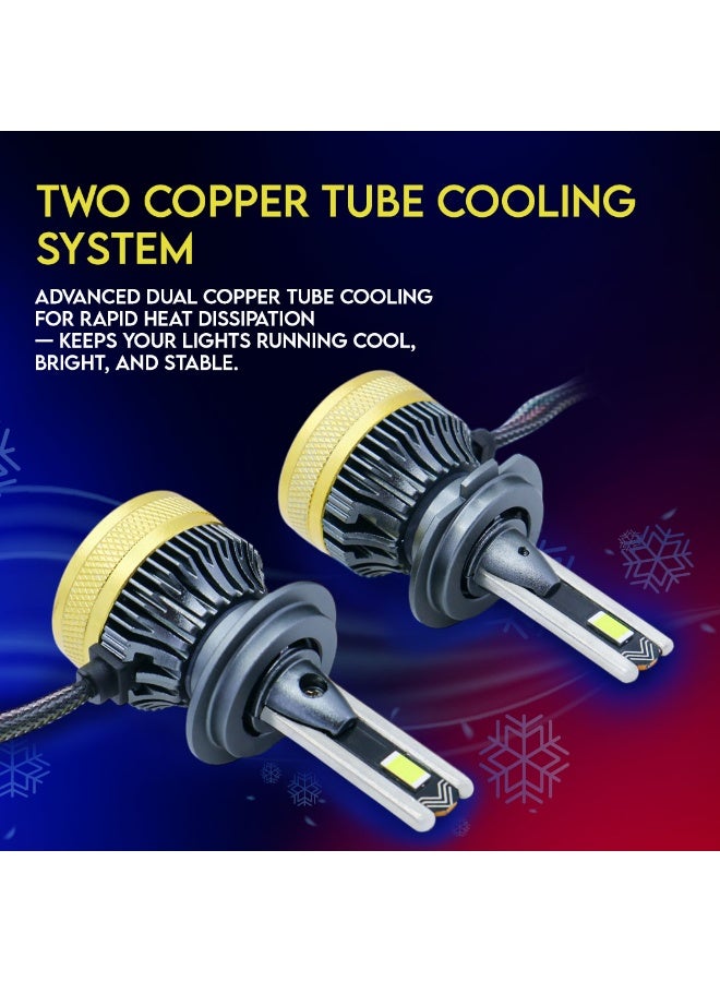 طقم لمبات ليد أمامية عالية القوة 360 درجة ZDT (قطعتين) – H7 | 120 واط | شعاع أحادي | 6000 كلفن مع درايفر | ضمان دولي لمدة 6 أشهر - Image 3